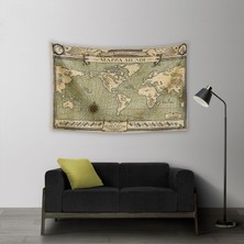 Vagonik Fantastik Canavarlar Mappa Mundi Duvar Örtüsü Halısı