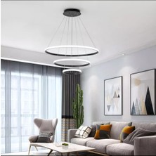 Hevsel 3 Katlı Halka Gold Gövde Sarkıt Model Modern LED Aydınlatma