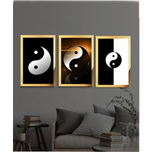 AVM19 Pleksi Çerçeveli Ying Yang Tablo 3lü 30x45