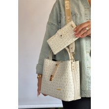 Just Polo Orta Boy Pamuk Dokum Askılı Günlük 4 Bölmeli Kadın Omuz Çantası 2055 Krem Kombin