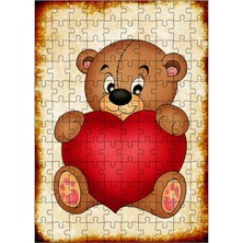 Bedeko Ahşap Mdf Puzzle Yapboz Kalpli Ayıcık