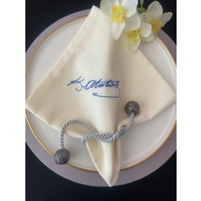 Zeren Home Atatürk Imzası Nakışlı Dertsiz Servis Sunum Peçetesi 40X40 - 2ADET