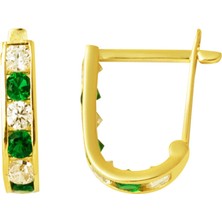 Bilezikci 14 Ayar Yeşil Taşlı Altın J Çocuk Küpesi