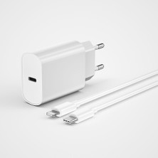 Wiwu 20W iPhone Şarj Seti Wiwu WI-U001 Şarj Başlığı Adaptörü ve Type-C To Lightning Pd Kablo Şarj Seti