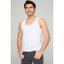 Betimoda Erkek Beyaz 6'lı Paket Pamuklu Ribana Sporcu Atleti