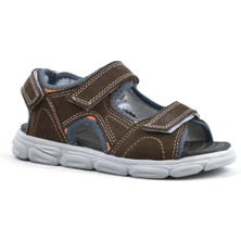 Rakerplus Hakiki Deri Kahverengi Cırtlı Çocuk Sandalet Ayakkabı