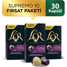 L'or - Supremo - Intensity 10 - Nespresso Uyumlu Kapsül Kahve Fırsat Paketi 10 x 3 Paket (30 Adet)