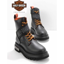 Harley Davidson Black Leather Kadın Bot & Bootie HD0777055403