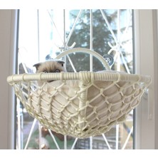 Homedora Grant Kedi Cam Yatağı Beyaz Renkli Metal Askılı Vantuzlu 40x40 Cm Konforlu Tasarım
