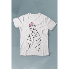 Kendim Seçtim Seni Seviyorum Kore El Işareti Minimal Baskılı Tişört Çocuk T-Shirt