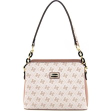 Silver & Polo Silver Polo Pembe - Somon Monogram Kadın Omuz Çantası SP937