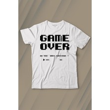 Kendim Seçtim Game Over Atari Retro Pixel Oyun Baskılı Tişört Çocuk T-Shirt