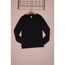 Pembe Life Siyah Uzun Kollu Kız Çocuk Düz Sweatshirt 16428