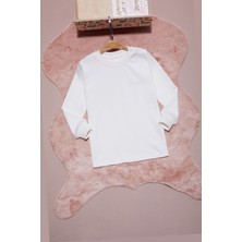 Pembe Life Ekru Yazı Nakışlı Kız Çocuk Çıtçıtlı Sweatshirt 16417