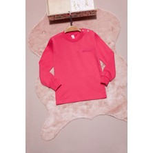Pembe Life Pembe Yazı Nakışlı Kız Çocuk Çıtçıtlı Sweatshirt 16416