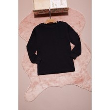 Pembe Life Siyah Yazı Nakışlı Kız Çocuk Çıtçıtlı Sweatshirt 16420