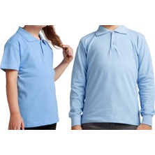 Mavimoure Unisex Polo Yaka 2' Li T-Shirt Uzun Kol + Kısa Kol