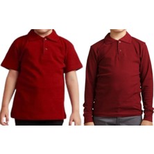 Mavimoure Unisex Polo Yaka 2' Li T-Shirt Uzun Kol + Kısa Kol
