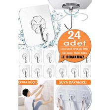 Tilbe Home 24'lü Kancalı Duvar Askısı Iz Bırakmaz Extra Güçlü Yapışkanlı Banyo Mutfak Düzenleyici Askı Kancası
