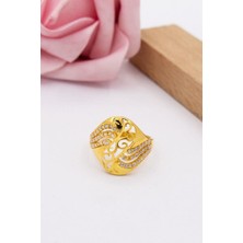 Latif Kuyumcu 22 Ayar Altın Yüzük Kalemli Işlemeli Taşlı Kadın Yüzük