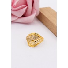 Latif Kuyumcu 22 Ayar Altın Yüzük Kalemli Işlemeli Taşlı Kadın Yüzük