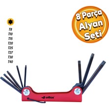 Badem10 Eltos Allen Anahtar Takımı Çakı T8 T10 T15 T20 T25 T27 T30 T40 Tork Uç Uçlu 8 Parça Set CAT008