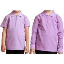 YHE Store Unisex Polo Yaka 2' Li T-Shirt Uzun Kol + Kısa Kol