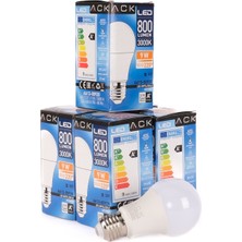 Ack 9W LED Ampul 3000K Günışığı  E27 5'li Eko Paket