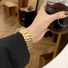 Bushco Store Apple Watch Uyumlu Çelik Kordon 42-44-45-49  mm Gold