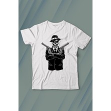 Kendim Seçtim Skeleton Gangster Revolvers Suit Tabanca Baskılı Tişört Çocuk T-Shirt