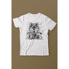 Kendim Seçtim Ride To Wild Wolf And Motorcycle Kurt ve Motor Outdoor Baskılı Tişört Çocuk T-Shirt