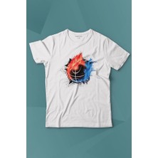 Kendim Seçtim Fire Meteor Basketball Ateş Topu Baskılı Tişört Çocuk T-Shirt