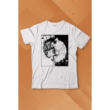 Kendim Seçtim Siyah Beyaz Ying Yang Iyilik Kötülük Asil Kurt Bozkurt Baskılı Tişört Çocuk T-Shirt