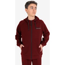 Lescon Bordo Çocuk Fermuarlı Kapüşonlu Sweatshirt 23N-3121