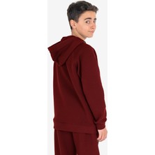 Lescon Bordo Çocuk Fermuarlı Kapüşonlu Sweatshirt 23N-3121