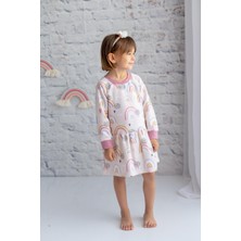 Zeyland Kız Çocuk Gökkuşağı Baskılı Uzun Kollu Örme Elbise