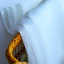 Jwk Fabrics Beyaz Renk Keten Foldet Tül Kumaşı 2 Metre (200X300)
