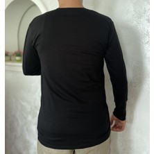 Betimoda Erkek Elastan Bisiklet Yaka Uzun Kol 2 Adet Siyah T-Shirt