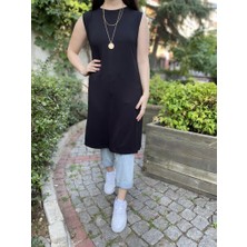 Betimoda Kadın Sıfır Kol Penye Uzun Tunik Içlik Kahverengi