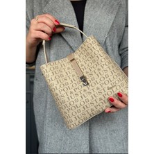 Just Polo Baskı Desenli Özel Seri Kadın Omuz Çantası 92055-GQ Kum