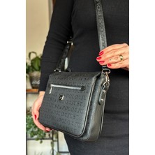 Just Polo Kadın 3 Bölmeli Ayarlanabilir Uzun Askılı Postacı Çantası ve Omuz Çantası Siyah Renk 4013