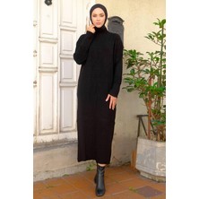 Hafsa Mina Fitilli Triko Elbise Siyah HM2247