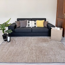 My Home  Konya Yıkanabilir Makine Dokuma Modern Çizgili Yumuşak Dokulu Salon Yolluk Düz Halı Gold