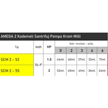 Amega Scm2-52 1.5 Hp 220V Monofaze Çift 2 Kademeli Santrifüj Pompa - Bakır Sargı