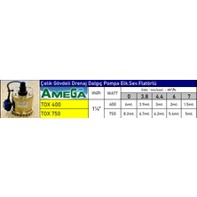 Amega TOX400 0.55 Hp Çelik Gövdeli Drenaj Dalgıç Pompa Seviye Flatörlü - Bakır Sargı