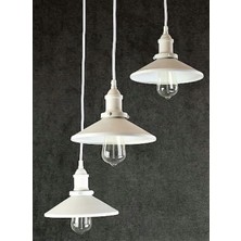 Riolight  Vintage1,retro,rustik Beyaz 3XE27 Duylu Metal Sarkıt Avize Taban ÇAPI:30CM