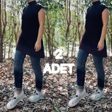 Betimoda Kadın Dik Yaka Kolsuz Içlik Viskon Tunik 2 Adet Siyah