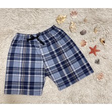 Betimoda %100 Pamuk Kadın Yüksek Bel Dört Mevsim Şort Pijama Kırmızı Pencere Kare