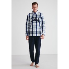 U.S. Polo Assn. 18754 Erkek Lacivert Polarlı Uzun Kollu Pijama Takımı -Lacivert