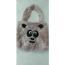 Butik Panda Yüz Emojili  Kürk Çanta